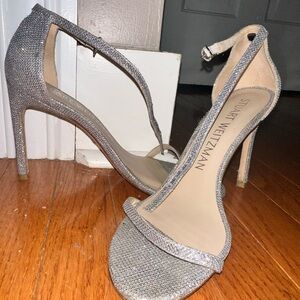 Sparkle silver heels, size 8